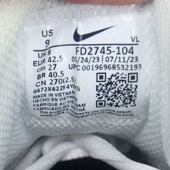 Nike Alpha Huarache Elite 4 Men's 9 Grey White Metal Baseball Cleats FD2745-104 - Picture 9 of 10